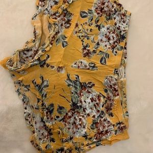 Yellow floral lounge shorts